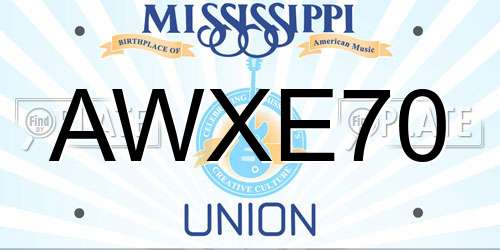 AWXE70 Mississippi License Plate