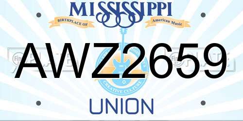 AWZ2659 Mississippi License Plate