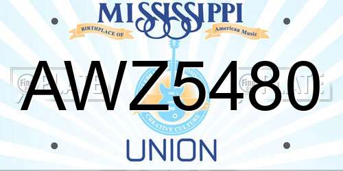 AWZ5480 Mississippi License Plate