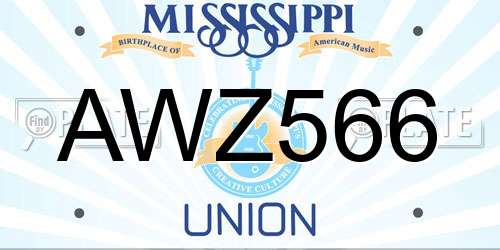 AWZ566 Mississippi License Plate