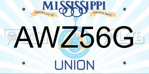 AWZ56G Mississippi License Plate