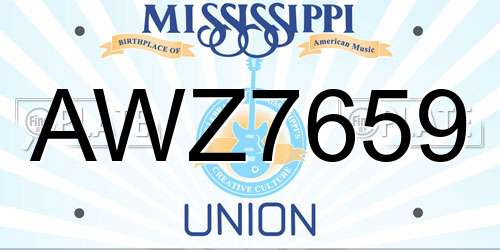 AWZ7659 Mississippi License Plate