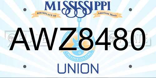 AWZ8480 Mississippi License Plate