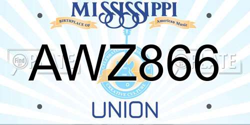 AWZ866 Mississippi License Plate