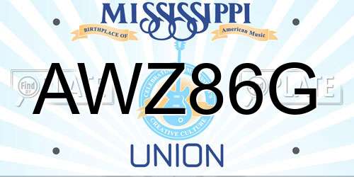 AWZ86G Mississippi License Plate