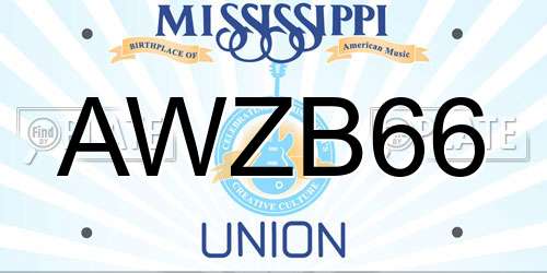 AWZB66 Mississippi License Plate
