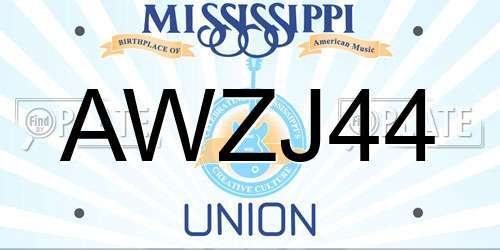 AWZJ44 Mississippi License Plate