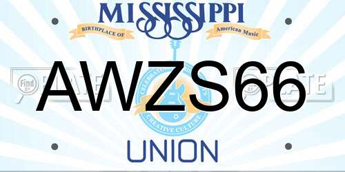 AWZS66 Mississippi License Plate