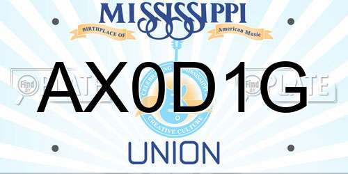 AX0D1G Mississippi License Plate