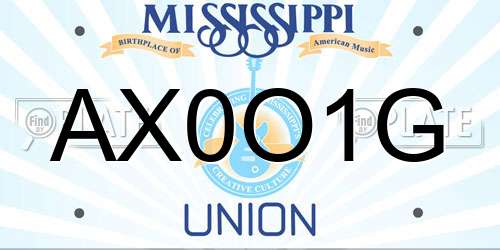 AX0O1G Mississippi License Plate