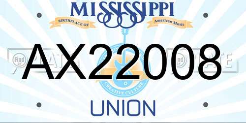 AX22008 Mississippi License Plate