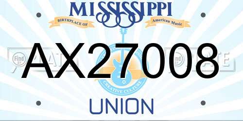 AX27008 Mississippi License Plate