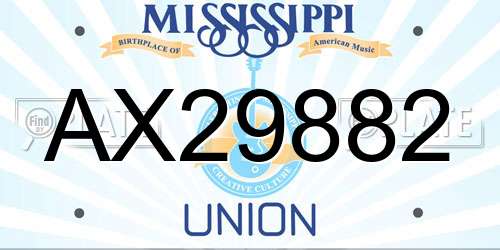 AX29882 Mississippi License Plate