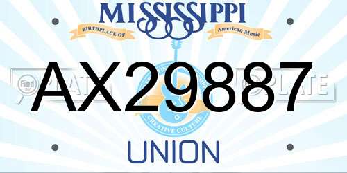 AX29887 Mississippi License Plate