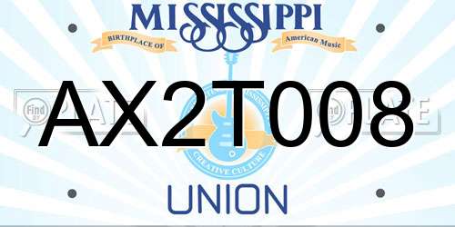 AX2T008 Mississippi License Plate