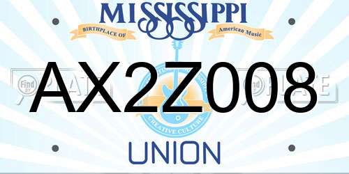 AX2Z008 Mississippi License Plate