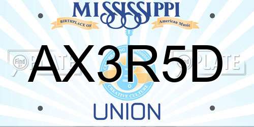 AX3R5D Mississippi License Plate