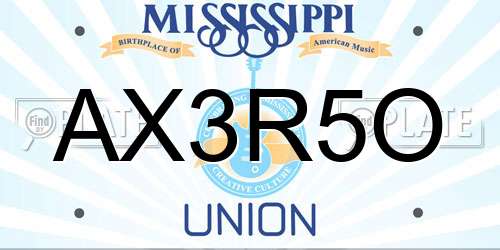 AX3R5O Mississippi License Plate