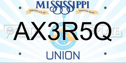 AX3R5Q Mississippi License Plate