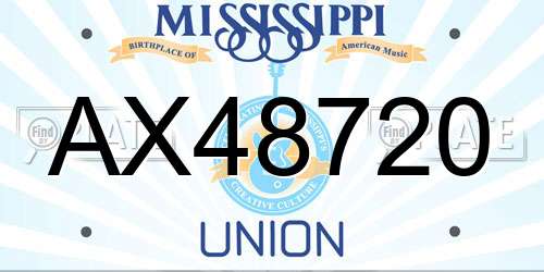 AX48720 Mississippi License Plate