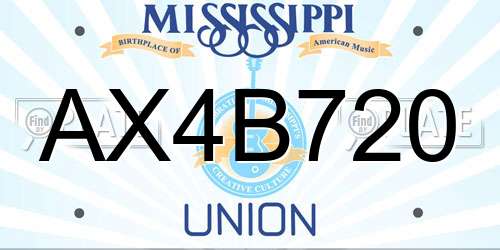 AX4B720 Mississippi License Plate