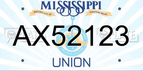 AX52123 Mississippi License Plate