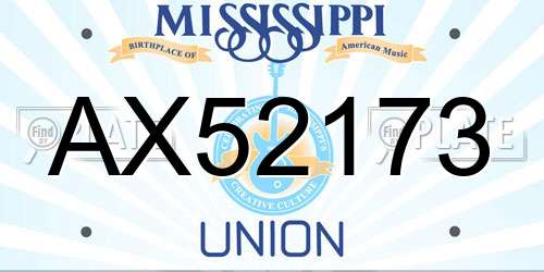AX52173 Mississippi License Plate