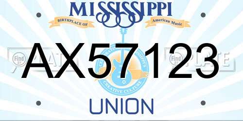 AX57123 Mississippi License Plate