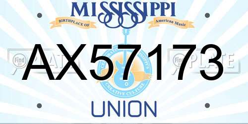 AX57173 Mississippi License Plate