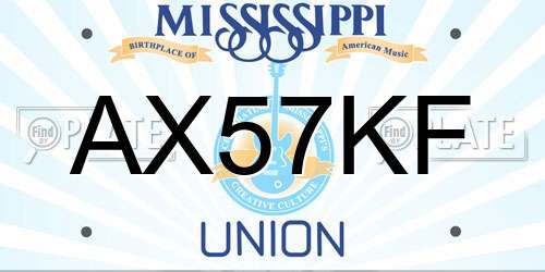 AX57KF Mississippi License Plate