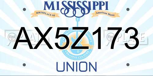 AX5Z173 Mississippi License Plate