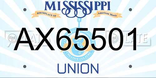 AX65501 Mississippi License Plate