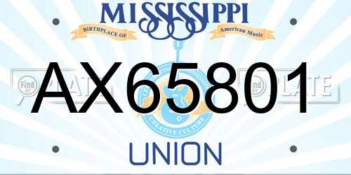 AX65801 Mississippi License Plate