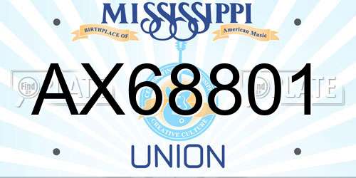 AX68801 Mississippi License Plate
