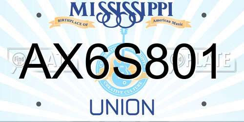 AX6S801 Mississippi License Plate