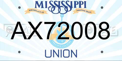 AX72008 Mississippi License Plate