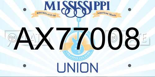 AX77008 Mississippi License Plate