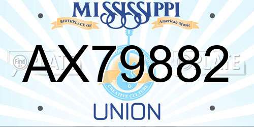 AX79882 Mississippi License Plate