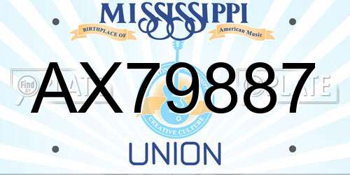 AX79887 Mississippi License Plate