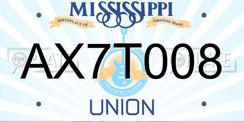 AX7T008 Mississippi License Plate