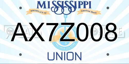 AX7Z008 Mississippi License Plate