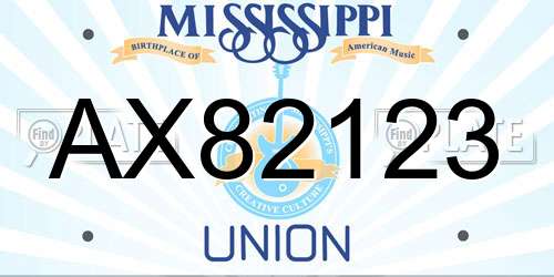 AX82123 Mississippi License Plate