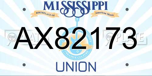 AX82173 Mississippi License Plate