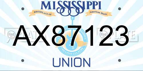 AX87123 Mississippi License Plate