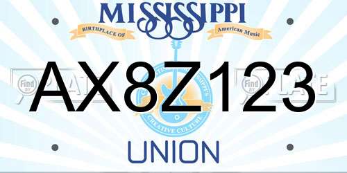 AX8Z123 Mississippi License Plate