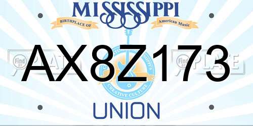 AX8Z173 Mississippi License Plate