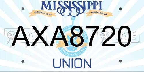 AXA8720 Mississippi License Plate