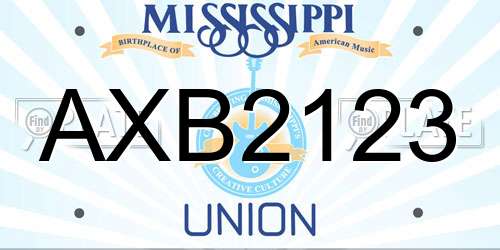AXB2123 Mississippi License Plate