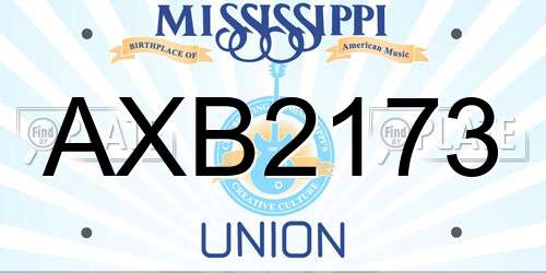 AXB2173 Mississippi License Plate