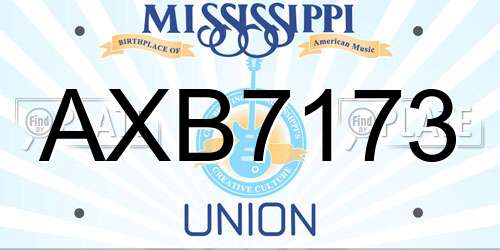 AXB7173 Mississippi License Plate